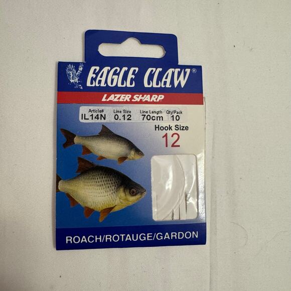 Eagle Claw LOT OF 14 (140 Hooks) Lazer Sharp & Trout Roach Hook Asst Packs of 10 - Picture 4 of 6